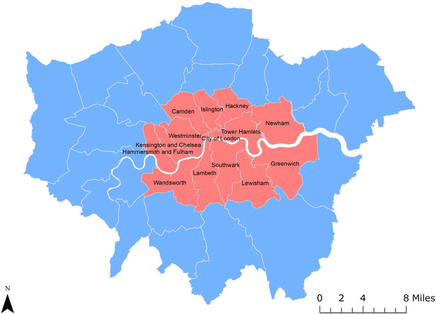 Image représentant la carte de la superficie de Londres